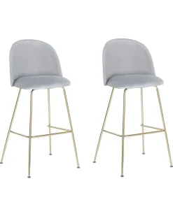 Beliani Baarituoli Sametti Vaaleanharmaa 2 Kpl Arcola Fashion