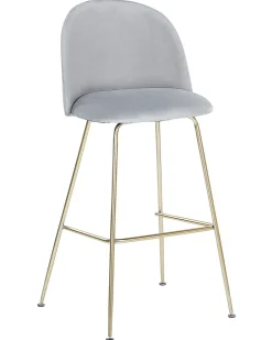 Beliani Baarituoli Sametti Vaaleanharmaa 2 Kpl Arcola Fashion