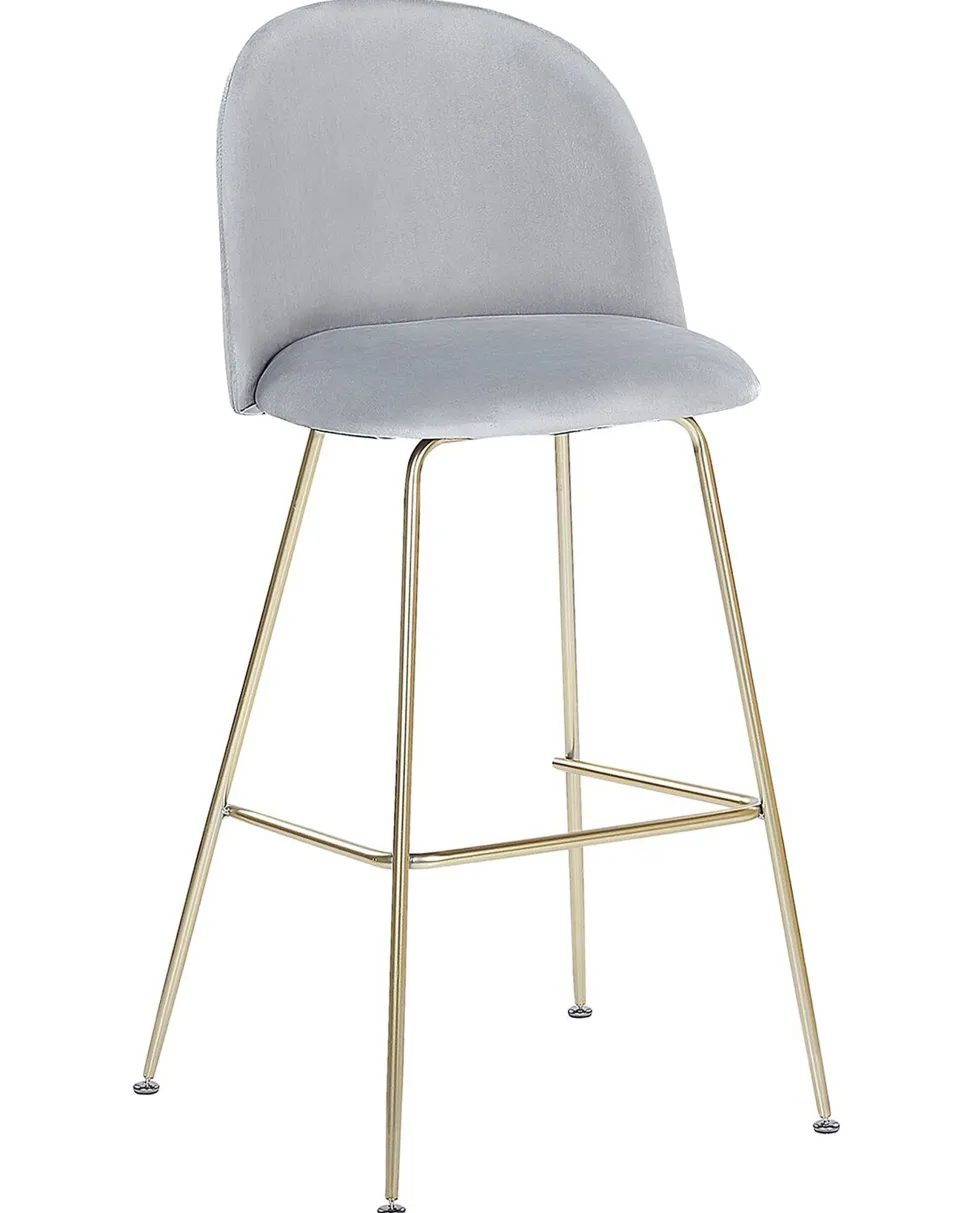 Beliani Baarituoli Sametti Vaaleanharmaa 2 Kpl Arcola Fashion