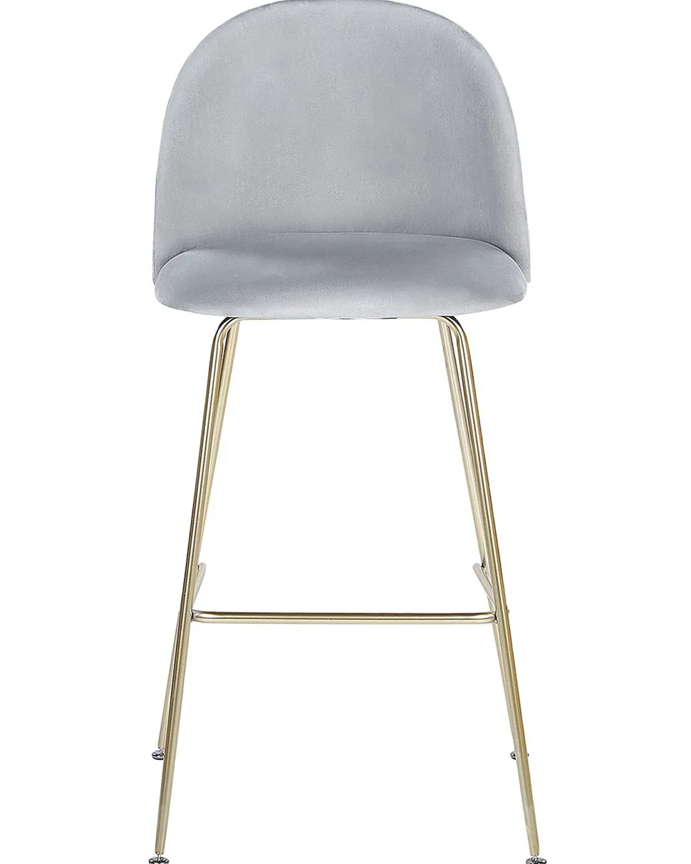 Beliani Baarituoli Sametti Vaaleanharmaa 2 Kpl Arcola Fashion