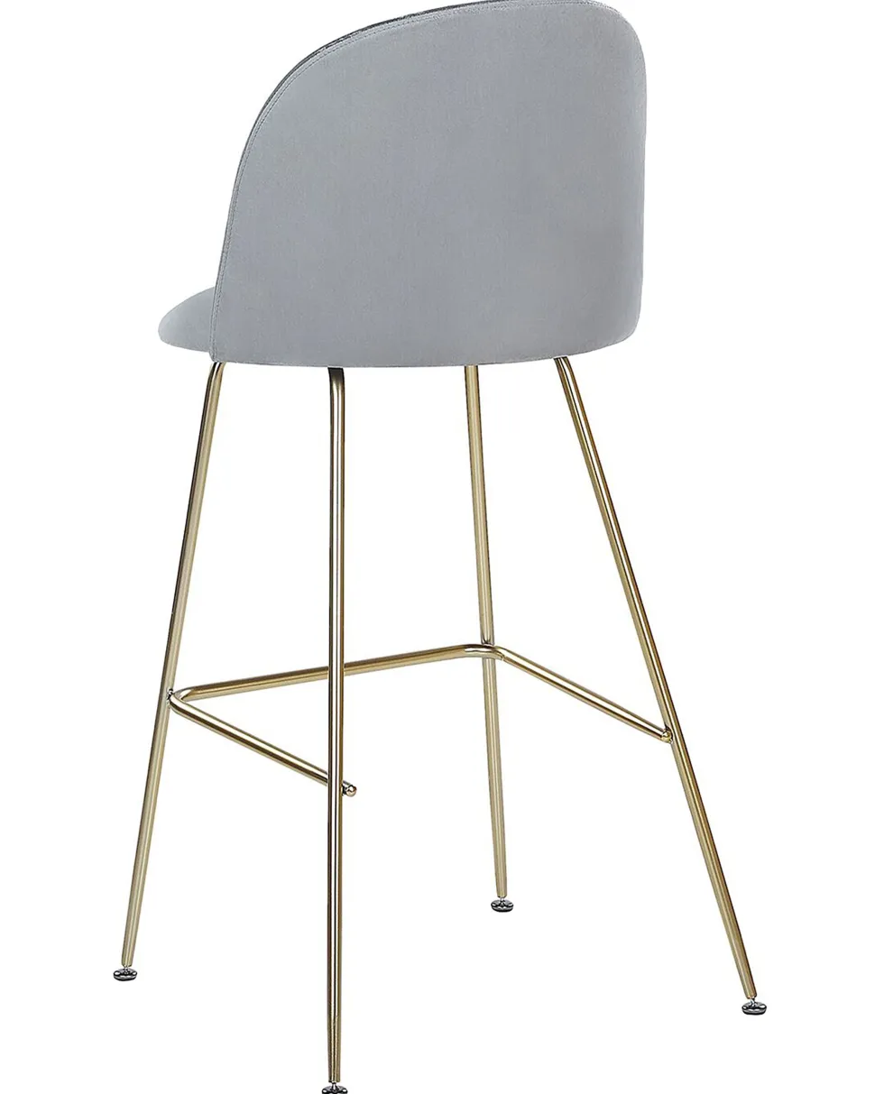 Beliani Baarituoli Sametti Vaaleanharmaa 2 Kpl Arcola Fashion