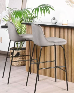 Beliani Baarituoli Sametti Vaaleanharmaa 2 Kpl Nekoma Shop