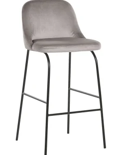 Beliani Baarituoli Sametti Vaaleanharmaa 2 Kpl Nekoma Shop