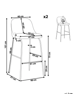 Beliani Baarituoli Sametti Vaaleanharmaa 2 Kpl Nekoma Shop