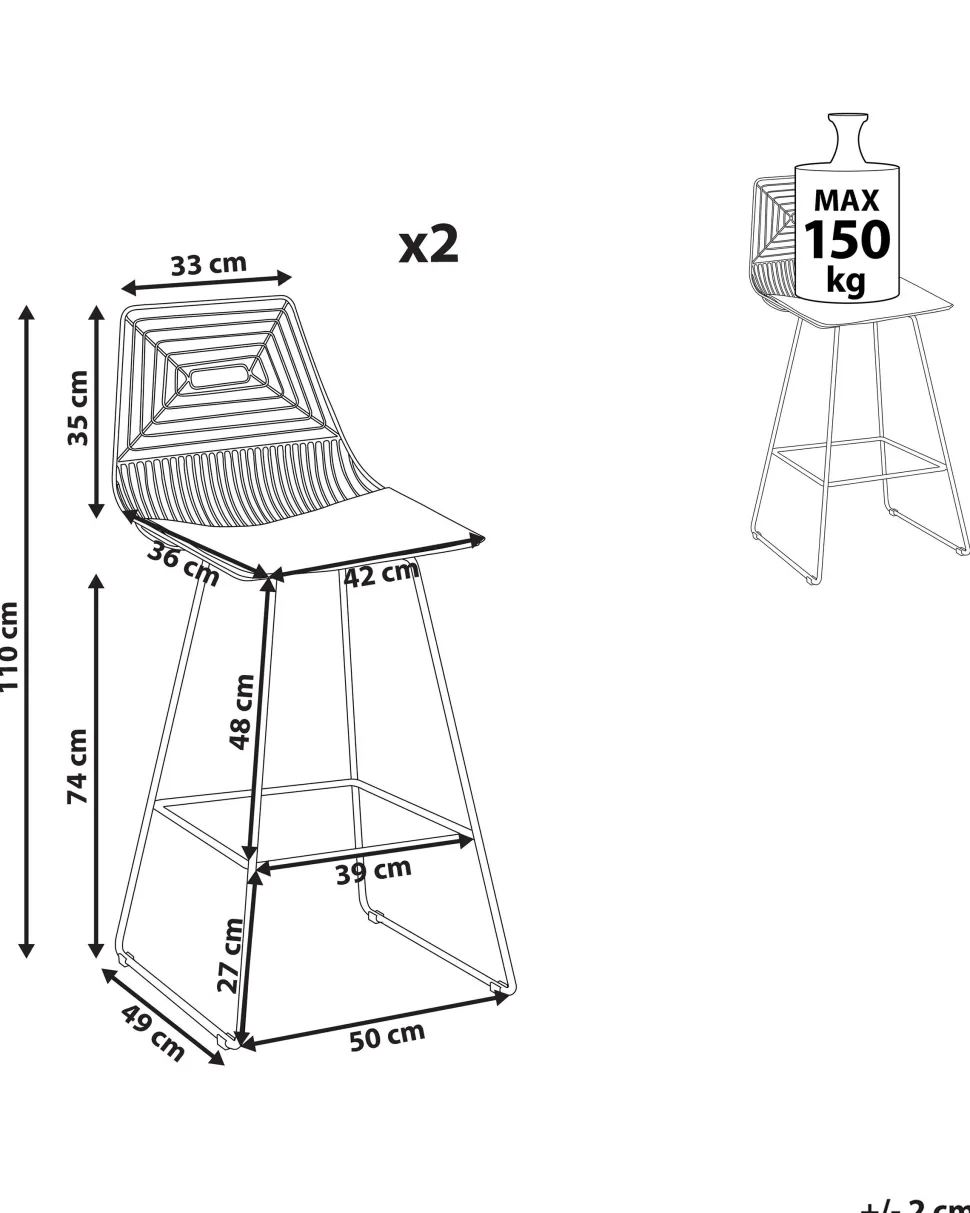 Beliani Baarituoli Teras Kulta 2 Kpl Bisbee Cheap