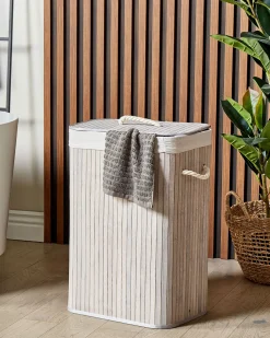 Beliani Bambukori Vaaleanharmaa 40 X 30 Cm Komari Hot