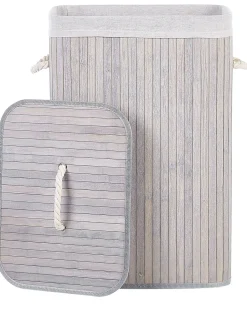 Beliani Bambukori Vaaleanharmaa 40 X 30 Cm Komari Hot