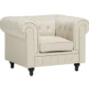 Beliani Beige Kangasverhoiltu Nojatuoli Chesterfield Clearance