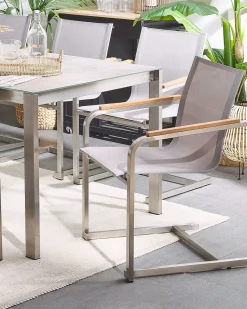 Beliani Beige Puutarhatuoli Setti 4 Kpl Cosoleto Flash Sale