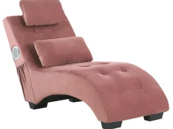 Beliani Divaani Bluetooth-Kaiuttimella Ja Usb-Portilla Sametti Vaaleanpunainen Simorre Clearance