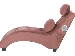 Beliani Divaani Bluetooth-Kaiuttimella Ja Usb-Portilla Sametti Vaaleanpunainen Simorre Clearance