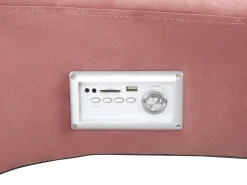 Beliani Divaani Bluetooth-Kaiuttimella Ja Usb-Portilla Sametti Vaaleanpunainen Simorre Clearance