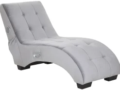 Beliani Divaani Bluetooth-Kaiuttimella Ja Usb-Portilla Sametti Harmaa Simorre New