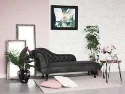 Beliani Divaani Keinonahka Vasenk. Tummanharmaa Nimes Clearance