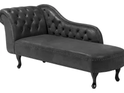 Beliani Divaani Keinonahka Vasenk. Tummanharmaa Nimes Clearance