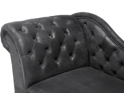 Beliani Divaani Keinonahka Vasenk. Tummanharmaa Nimes Clearance