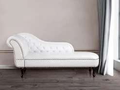 Beliani Divaani Keinonahka Vasenk. Valkoinen Nimes Cheap