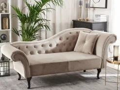 Beliani Divaani Sametti Oikeak. Beige Lattes Discount