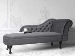 Beliani Divaani Sametti Oikeak. Harmaa Nimes Clearance