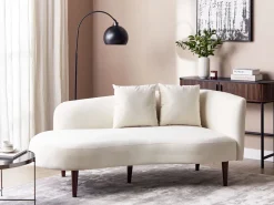 Beliani Divaani Sametti Oikeak. Kermanvalkoinen Chaumont New