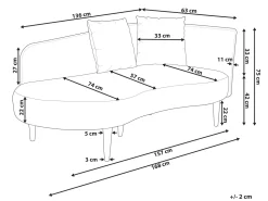 Beliani Divaani Sametti Oikeak. Kermanvalkoinen Chaumont New