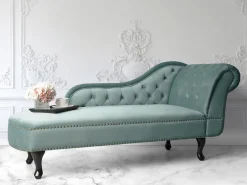 Beliani Divaani Sametti Oikeak. Mintunvihrea Nimes Clearance