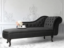 Beliani Divaani Sametti Oikeak. Musta Nimes New