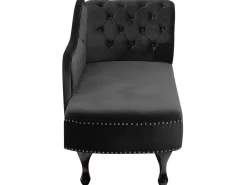 Beliani Divaani Sametti Oikeak. Musta Nimes New