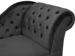 Beliani Divaani Sametti Oikeak. Musta Nimes New