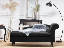 Beliani Divaani Sametti Oikeak. Musta Luiro Outlet