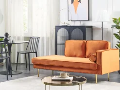 Beliani Divaani Sametti Oikeak. Oranssi Miramas Best Sale