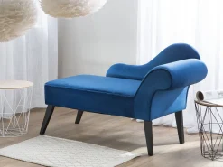 Beliani Divaani Sametti Oikeak. Sininen Biarritz Online