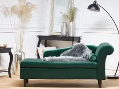 Beliani Divaani Sametti Oikeak. Smaragdinvihrea Luiro Clearance