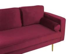 Beliani Divaani Sametti Oikeak. Tummanpunainen Miramas Hot