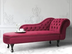 Beliani Divaani Sametti Oikeak. Tummanpunainen Nimes Best