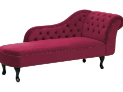 Beliani Divaani Sametti Oikeak. Tummanpunainen Nimes Best