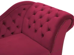 Beliani Divaani Sametti Oikeak. Tummanpunainen Nimes Best