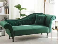 Beliani Divaani Sametti Oikeak. Tummanvihrea Lattes Sale