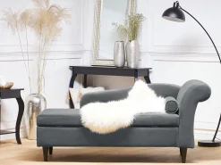 Beliani Divaani Sametti Oikeak. Vaaleanharmaa Luiro Flash Sale