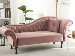 Beliani Divaani Sametti Oikeak. Vaaleanpunainen Lattes Hot