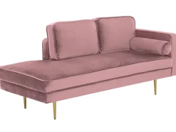 Beliani Divaani Sametti Oikeak. Vaaleanpunainen Miramas Best