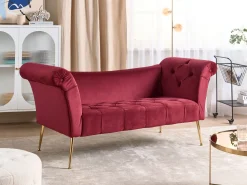 Beliani Divaani Sametti Tummanpunainen Nantilly Best Sale