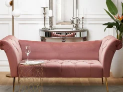 Beliani Divaani Sametti Vaaleanpunainen Nantilly New