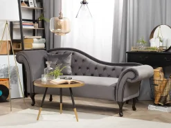 Beliani Divaani Sametti Vasenk. Harmaa Lattes New