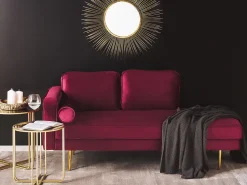 Beliani Divaani Sametti Vasenk. Tummanpunainen Miramas Hot