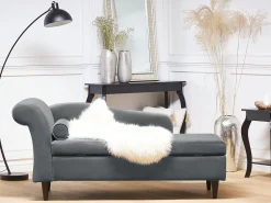 Beliani Divaani Sametti Vasenk. Vaaleanharmaa Luiro Discount