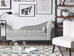 Beliani Divaani Säilytystilalla Sametti Vaaleanharmaa Pessac Online