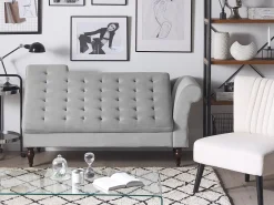 Beliani Divaani Säilytystilalla Sametti Vaaleanharmaa Pessac Online