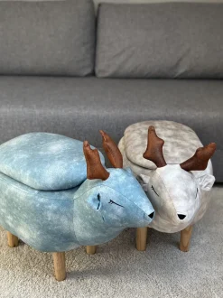 Beliani Elainjakkara Kangas Säilytystila Vaaleansininen 63 X 31 Cm Reindeer Fashion