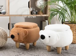 Beliani Elainjakkara Kangas Säilytystila Valkoinen 69 X 30 Cm Bear Best Sale